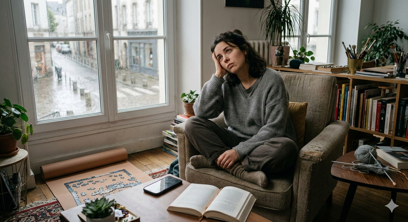 Femme fatiguée à la maison